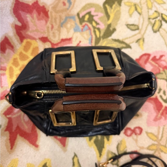 Vintage CHLOE Ethel Satchel Bag in Black Tumbled Lambskin Leather Black - Picture 7 of 14